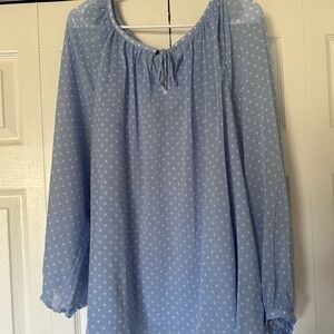 Talbots Blue Polka Dot Women's blouse XL